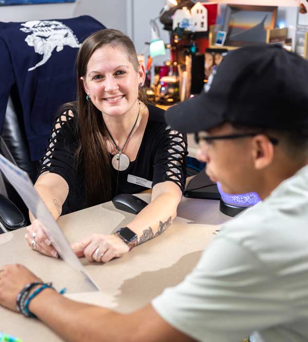 College advisor working with student