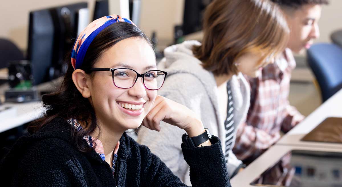 Girl smiling in class