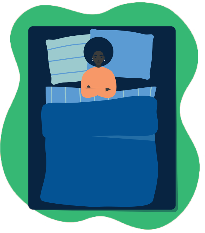 illustration of a student resting in bed